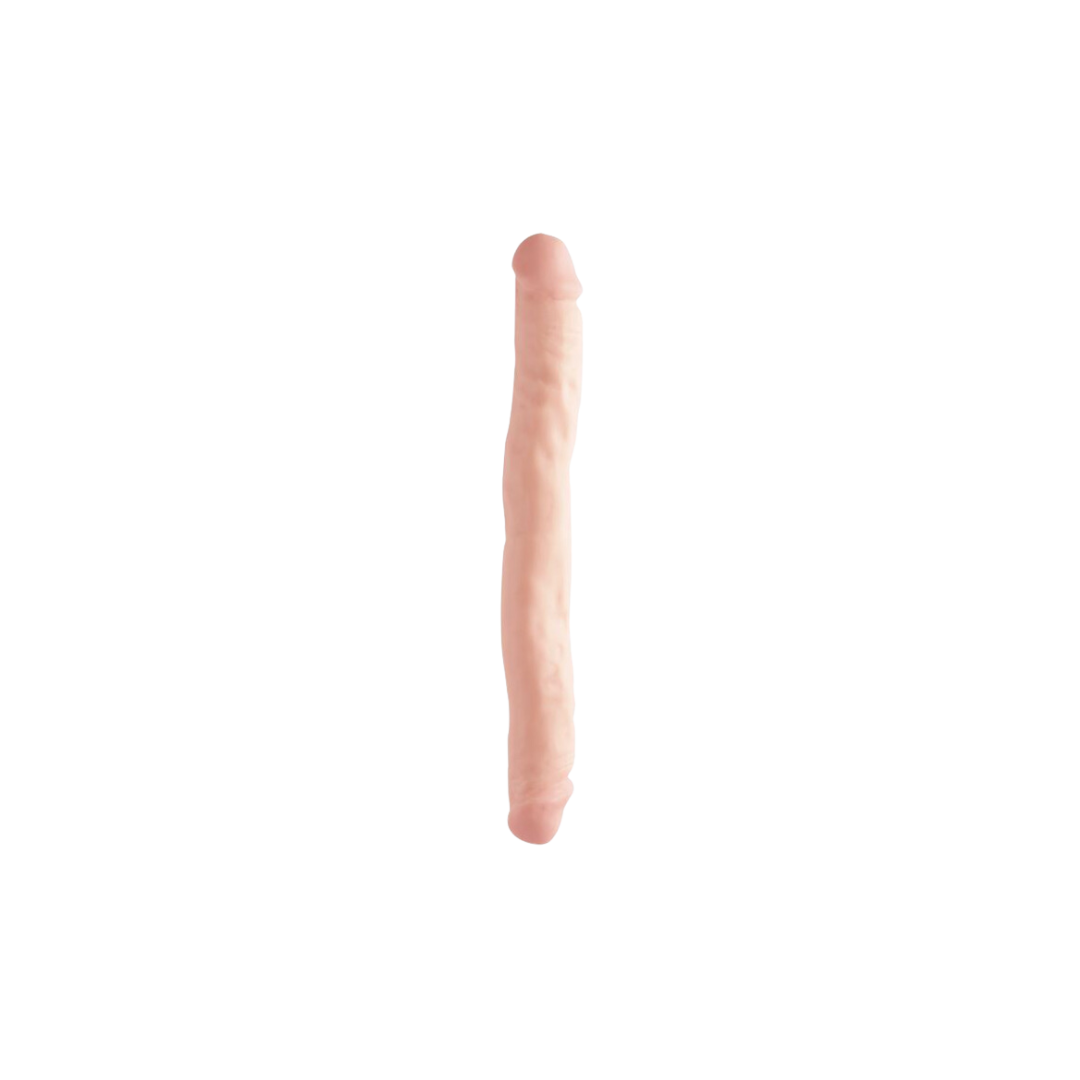A realistic, flesh-colored dildo with a double-ended design. The shaft is flexible and the ends are slightly rounded.