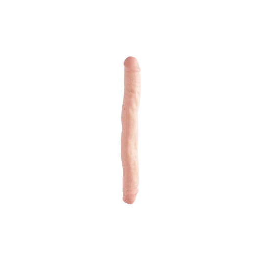 A realistic, flesh-colored dildo with a double-ended design. The shaft is flexible and the ends are slightly rounded.