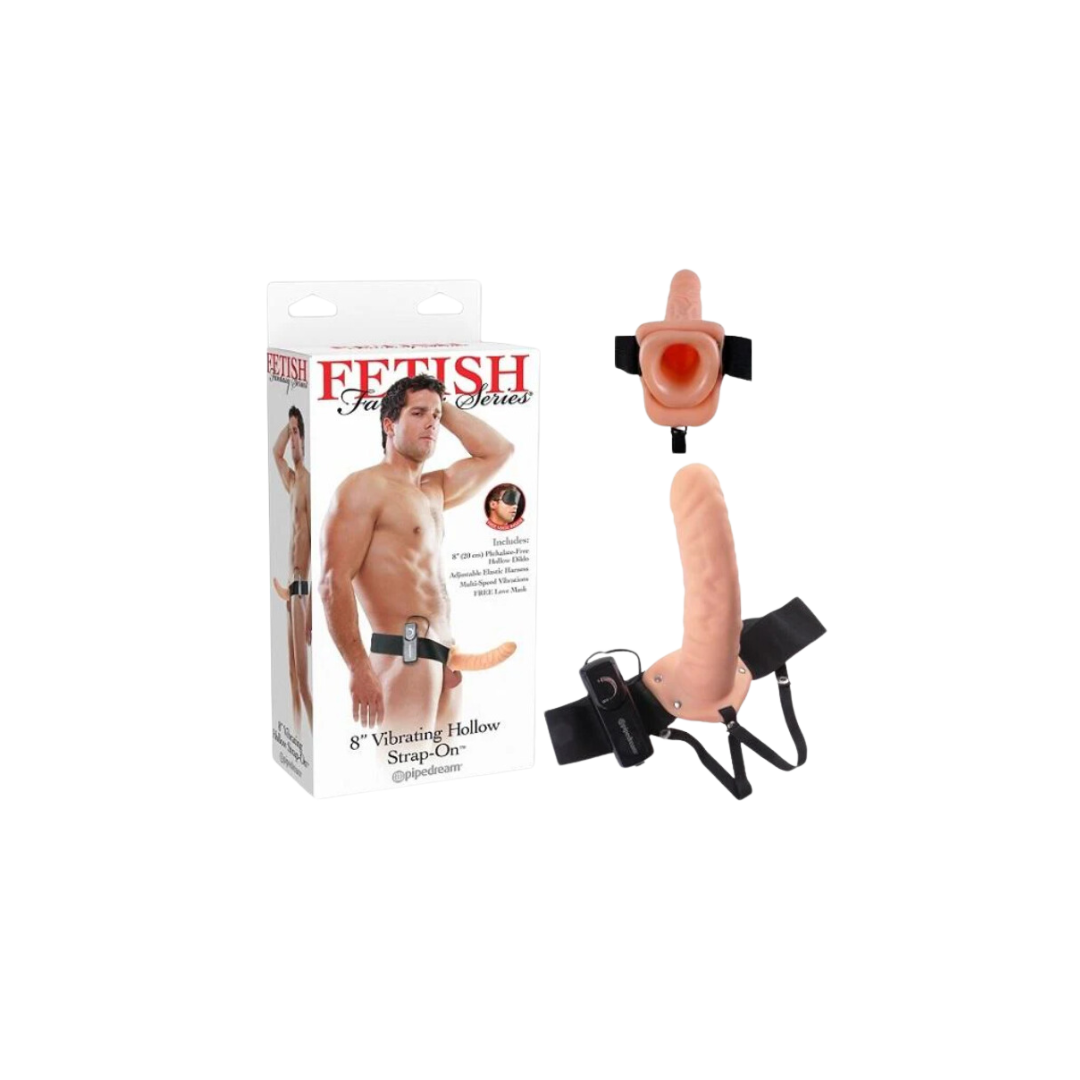 Fetish Fantasy 8" Vibrating Hollow Strap On