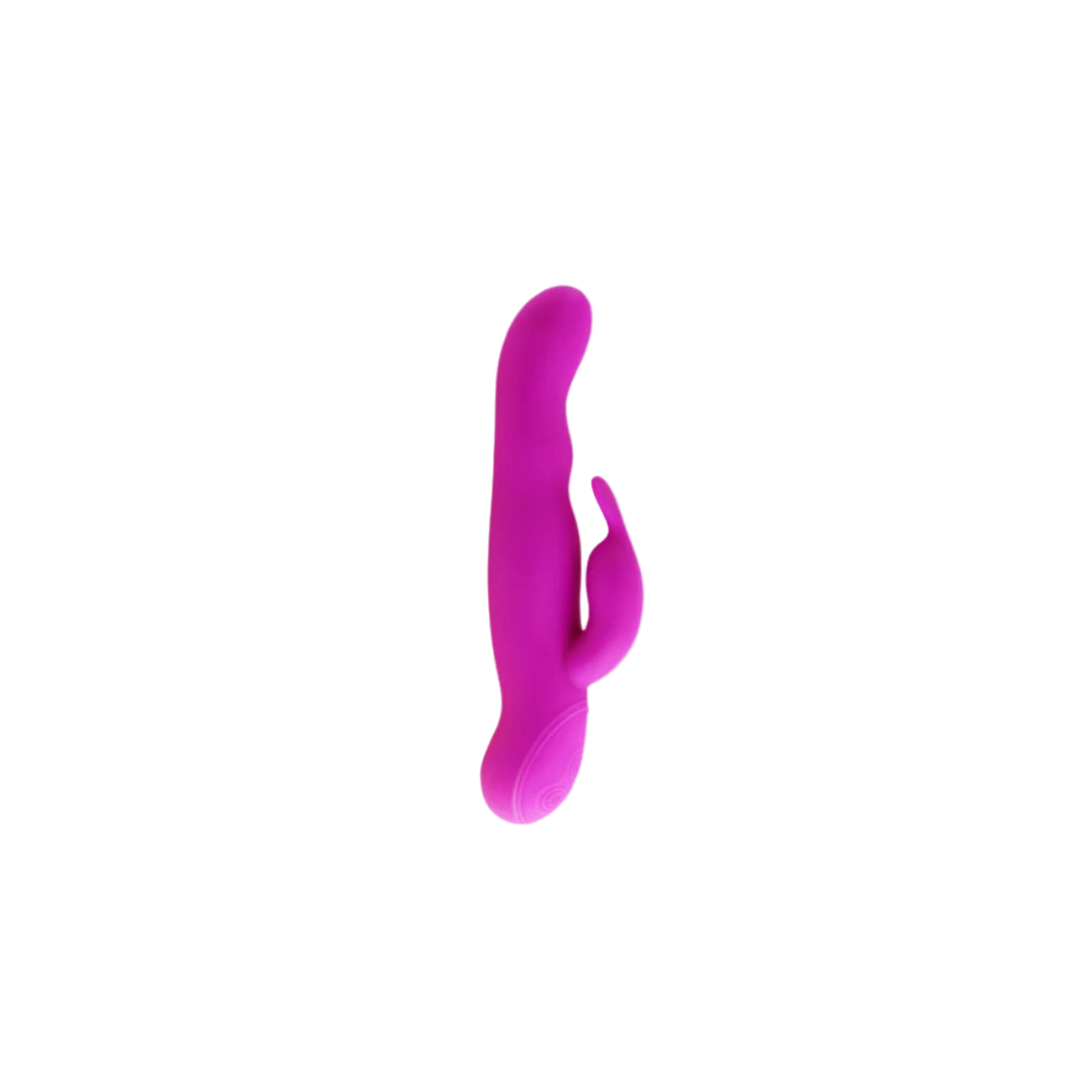 A purple, sleek vibrator designed for clitoral stimulation, with a curved and smooth shape.