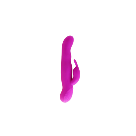 A purple, sleek vibrator designed for clitoral stimulation, with a curved and smooth shape.